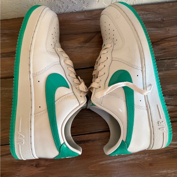 Nike Other - Nike AirForce 1 White and Green Low-Top Sneakers